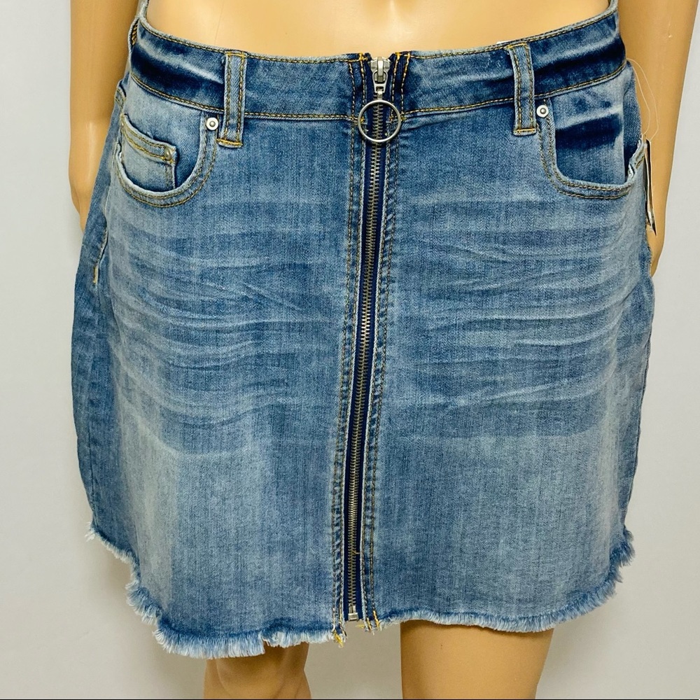 Indigo Rein Blue Jean Skirt W/ O-ring Pull Zipper